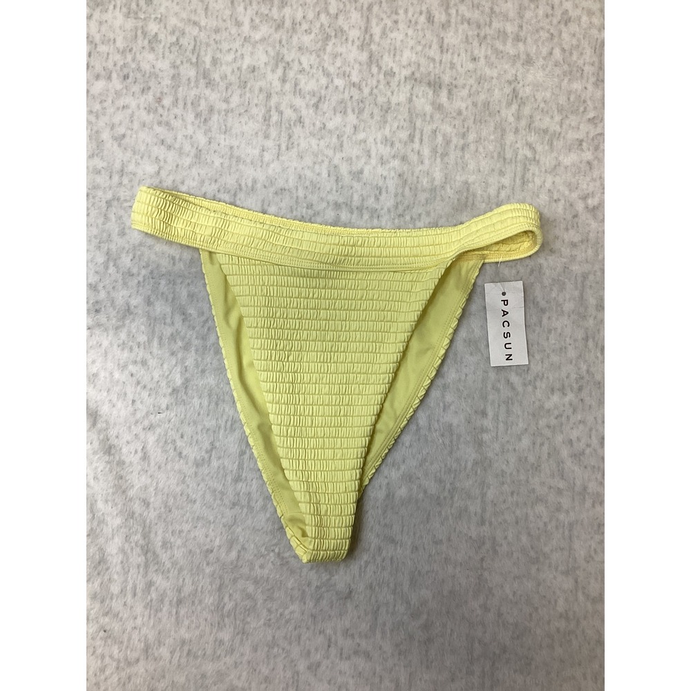 PacSun Swim Eco Yellow Smocked High Cut Bikini Bottoms Small NWT